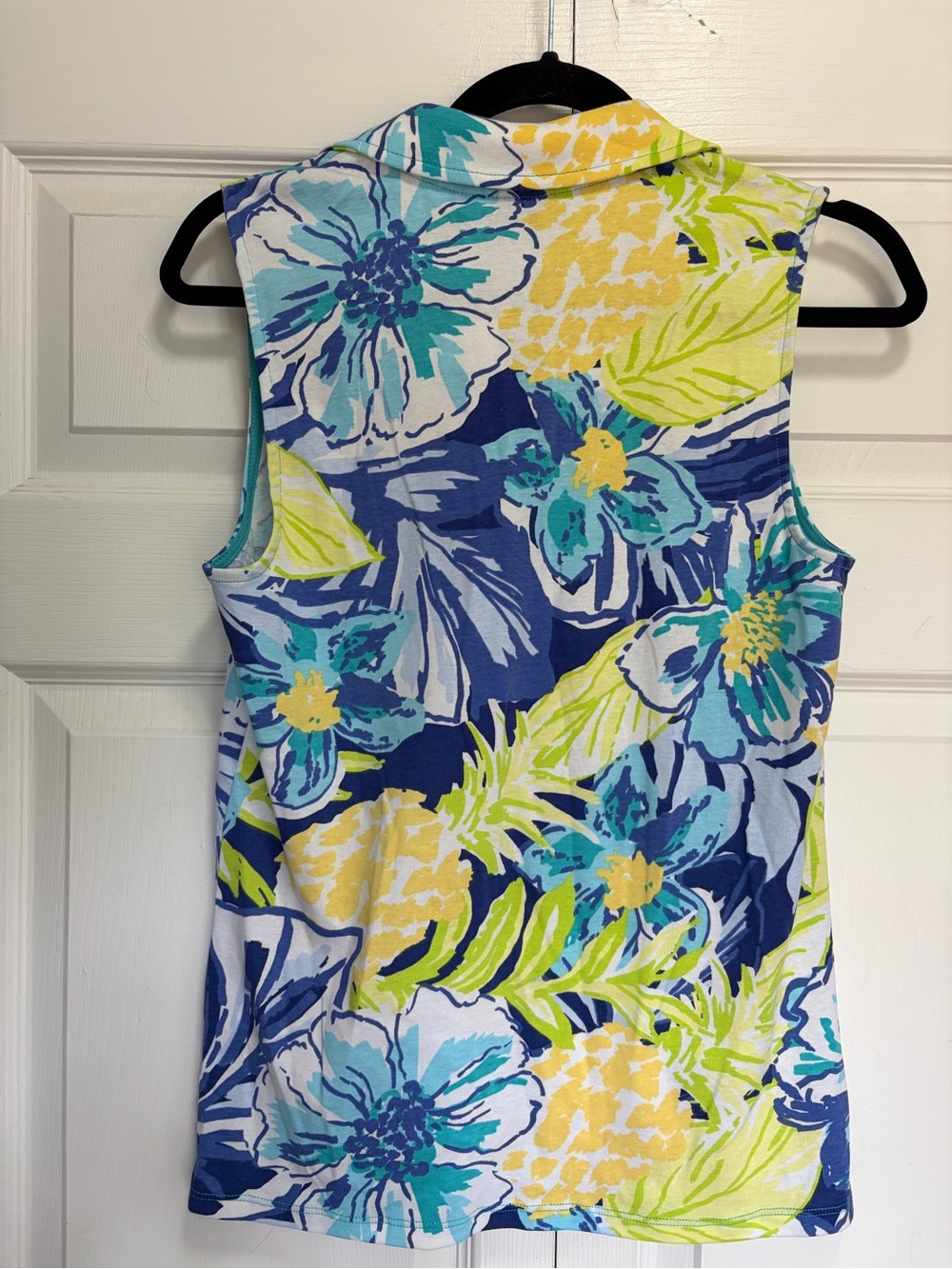 Rafaella Sleeveless Zip Polo in Teal, Blue & Yellow Floral NWT SMALL - Picture 2 of 10